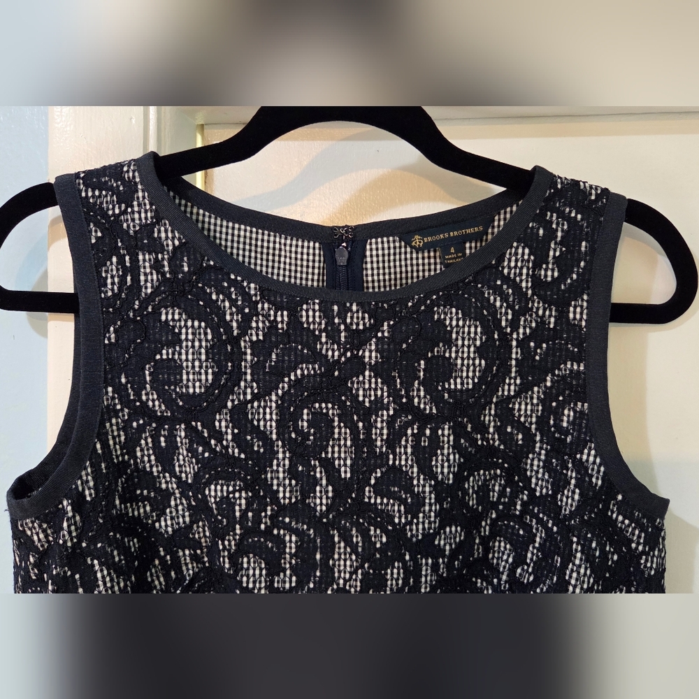 Women's Brooks Brothers Navy And White Sleeveless Dress, Size 4 - Picture 6 of 12